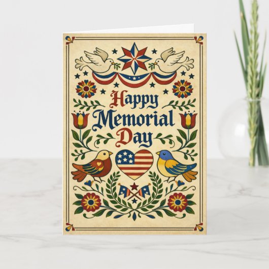 Americana Folk Art Memorial Day  Karte (Vorderseite)