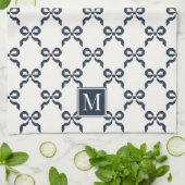 Americana Folk Art Navy Bow Quilt Pattern Geschirrtuch (Gefaltet)