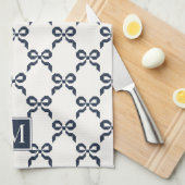 Americana Folk Art Navy Bow Quilt Pattern Geschirrtuch (Viertel Falte)