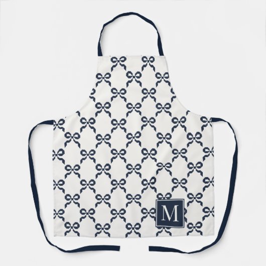 Americana Folk Art Navy Bow Quilt Pattern Schürze (Vorderseite)