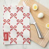 Americana Folk Art Red Bow Quilt Pattern Geschirrtuch (Viertel Falte)