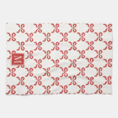 Americana Folk Art Red Bow Quilt Pattern Geschirrtuch (Horizontal)