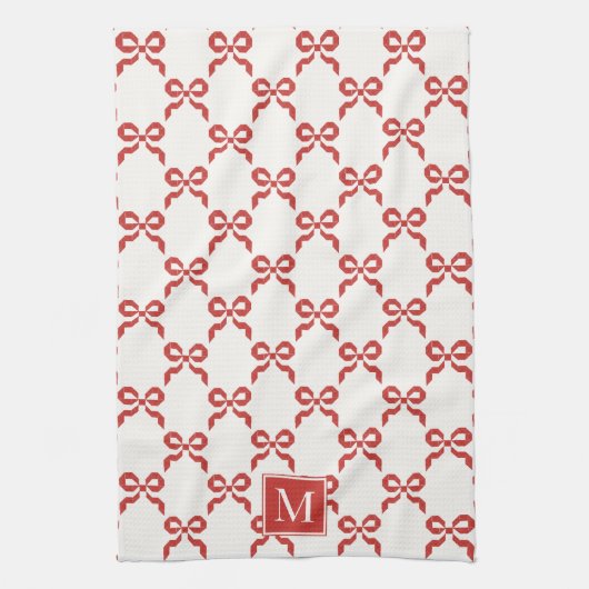 Americana Folk Art Red Bow Quilt Pattern Geschirrtuch (Vertikal)