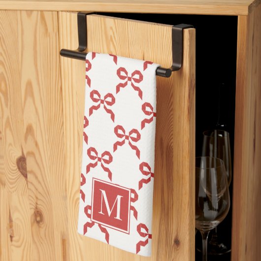 Americana Folk Art Red Bow Quilt Pattern Geschirrtuch (Drittel gefaltet)