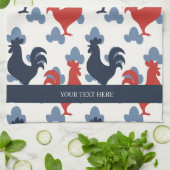 Americana Folk Art Roosters – Rustic Farm Pattern Geschirrtuch (Gefaltet)