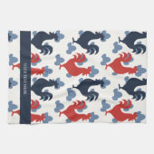Americana Folk Art Roosters – Rustic Farm Pattern Geschirrtuch (Horizontal)