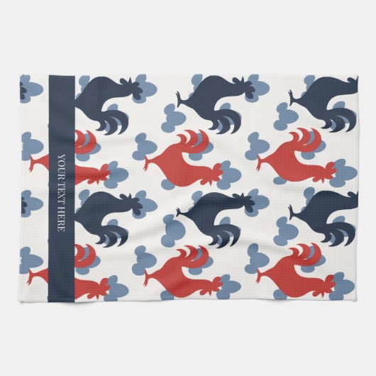 Americana Folk Art Roosters – Rustic Farm Pattern Geschirrtuch (Horizontal)