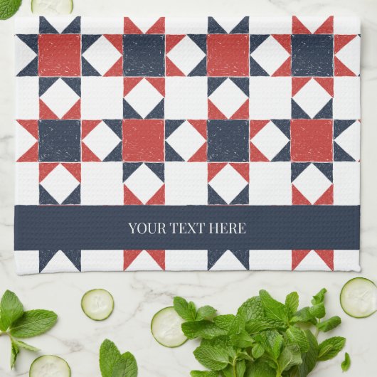 Americana Folk Art Star Quilt Pattern Geschirrtuch (Gefaltet)