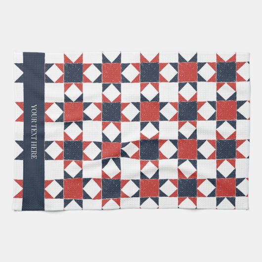 Americana Folk Art Star Quilt Pattern Geschirrtuch (Horizontal)
