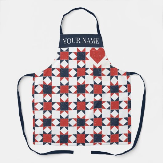 Americana Folk Art Star Quilt Pattern Schürze (Vorderseite)