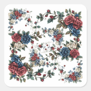 Americana Garden Patriot Rosen Quadratischer Aufkleber