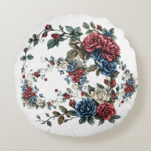 Americana Garden Patriot Rosen Rundes Kissen