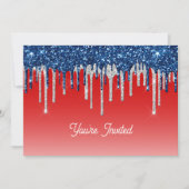 Americana Glitter Drip  Birthday Einladung (Vorderseite)