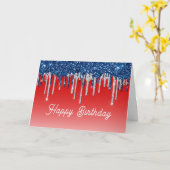 Americana Glitter Drip Birthday Karte (Gelbe Blume)