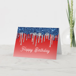 Americana Glitter Drip Birthday Karte