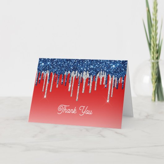 Americana Glitter Drip Dankeskarte (Vorderseite)