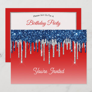 Americana Glitter Drip Geburtstag Einladung