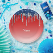 Americana Glitter Drip Pappteller (Party)