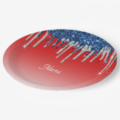 Americana Glitter Drip  Pappteller (Schrägansicht)