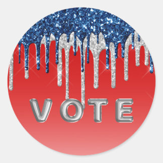 Americana Glitter Drip Vote Runder Aufkleber