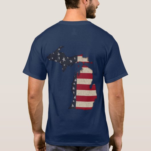 Americana Grunge Michigan | Vorder- und Rückseite T-Shirt (Rückseite)