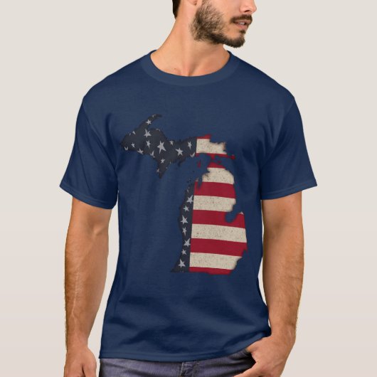 Americana Grunge Michigan | Vorder- und Rückseite T-Shirt (Vorderseite)