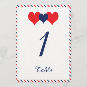 Americana Hearts Hochzeit Tischnummer