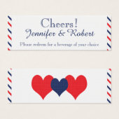 Americana Hearts Wedding Drinks Tickets (Vorne & Hinten)