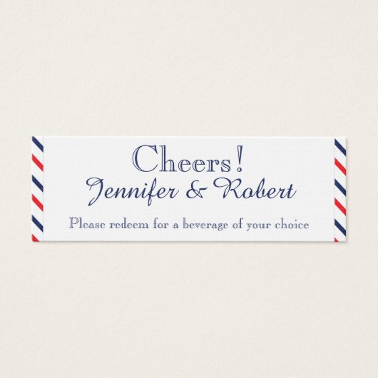 Americana Hearts Wedding Drinks Tickets (Vorderseite)
