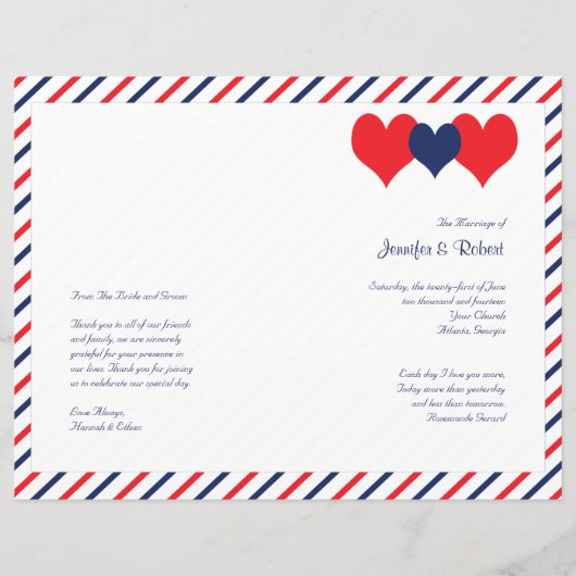 Americana Hearts Wedding Program (Vorderseite)