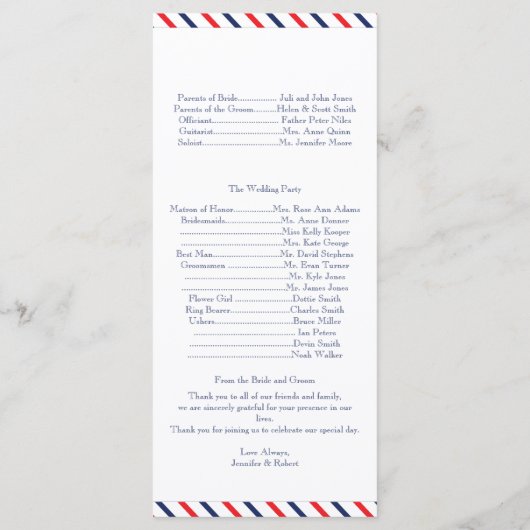 Americana Hearts Wedding Program Programm (Rückseite)