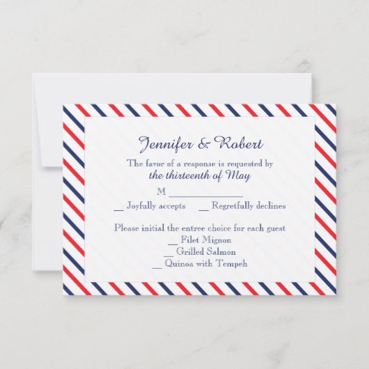 Americana Hearts Wedding Response Card RSVP Karte (Vorderseite)