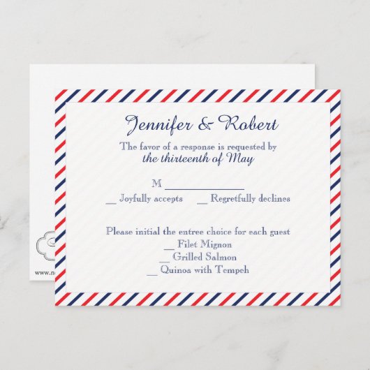 Americana Hearts Wedding RSVP Postcard Einladungspostkarte (Vorne/Hinten)