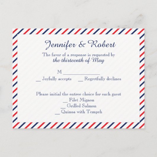Americana Hearts Wedding RSVP Postcard Einladungspostkarte (Vorderseite)