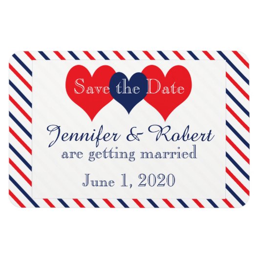 Americana Hearts Wedding Save the Date Magnet (Horizontal)