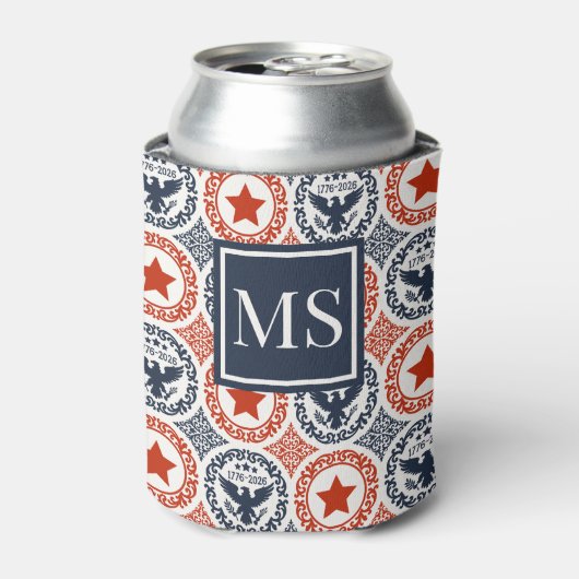 Americana Heritage Eagle Damask Monogram Dosenkühler (Kanne Vorderseite)