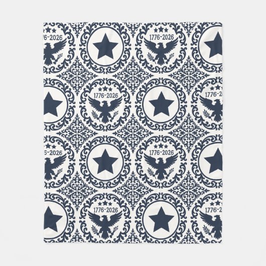 Americana Heritage Eagle Medaillon (Navy Creme) Fleecedecke (Vorderseite)
