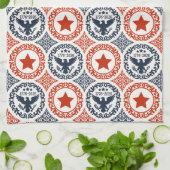 Americana Heritage Eagle Medaillon - Navy Rot Crem Geschirrtuch (Gefaltet)