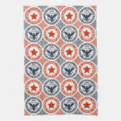 Americana Heritage Eagle Medaillon - Navy Rot Crem Geschirrtuch (Vertikal)