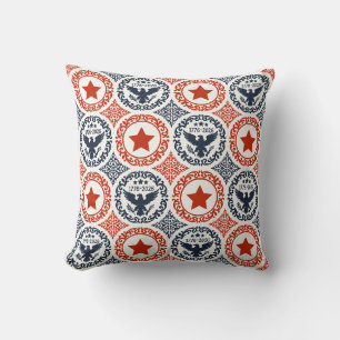 Americana Heritage Eagle Medaillon - Navy Rot Crem Kissen