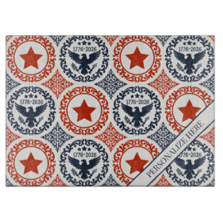 Americana Heritage Eagle Medallion -Navy Red Cream Schneidebrett
