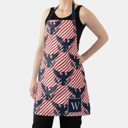 Americana Heritage Eagle Stripe Monogram Schürze (InSitu)