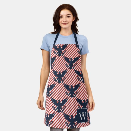 Americana Heritage Eagle Stripe Monogram Schürze (Getragen)