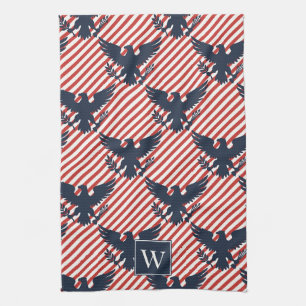 Americana Heritage Eagle Stripe Monogramm Geschirrtuch