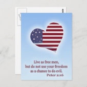 Americana Herz mit Bibelverse Postkarte (Vorne/Hinten)