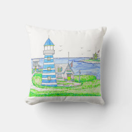 Americana Lighthouse Pillow; blau Kissen
