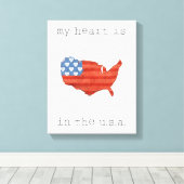 Americana | Mein Herz ist in der US-Karte Leinwanddruck (Insitu (Holzboden))