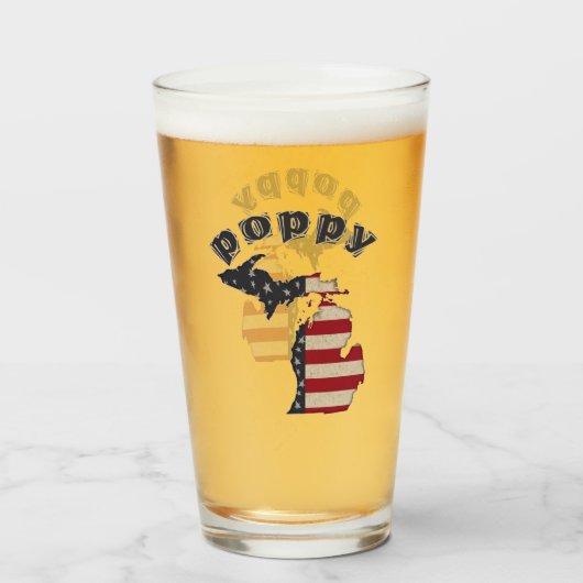 Americana Michigan Poppy Personalize Glas (Vorne (Gefüllt))