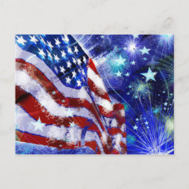 Americana Moderne Flagge Elegantes Rotes Blau Postkarte