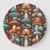 Americana Mushrooms Große Wanduhr (Vorderseite)